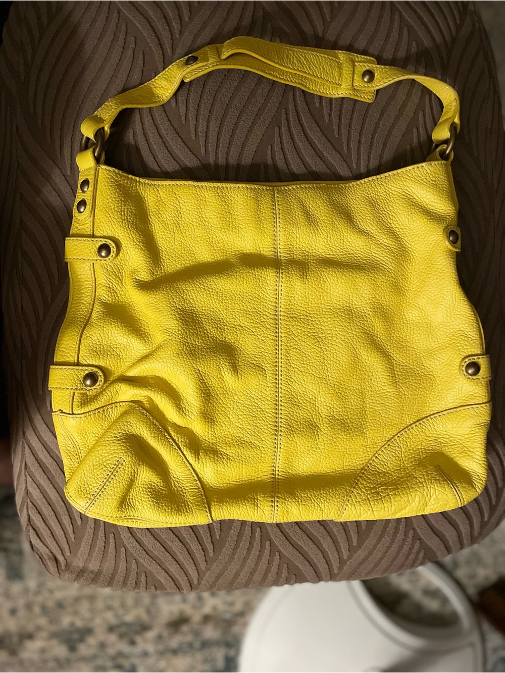 J. Crew Yellow Pebbled Leather Shoulder Hobo